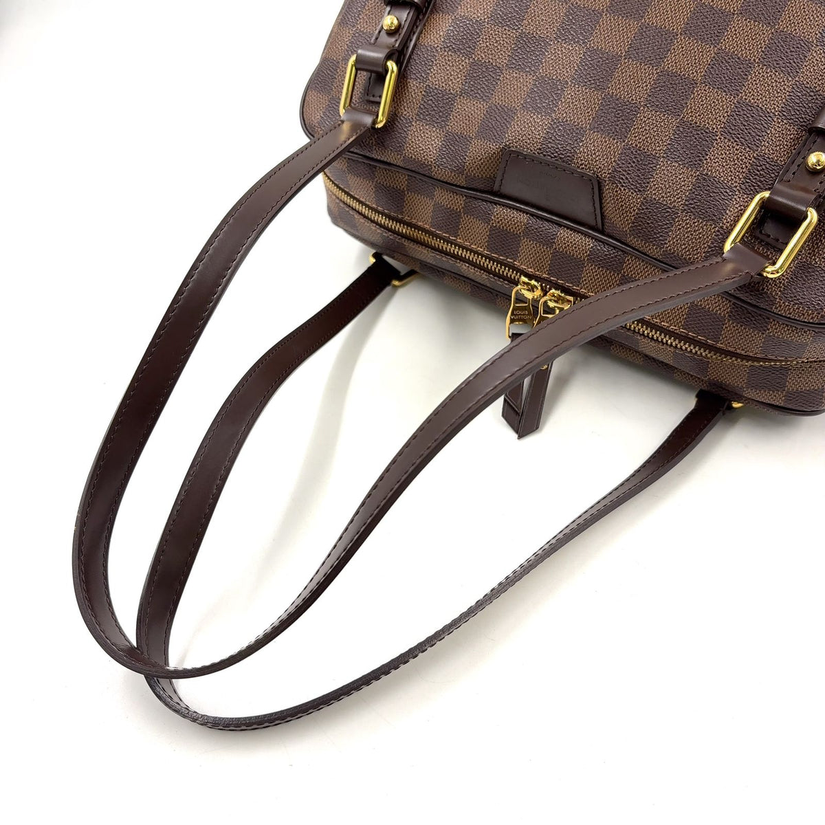 Louis Vuitton Rivington PM Damier Ebene Leather Brown Shoulder Bag Gold — view 5