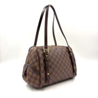 Louis Vuitton Rivington PM Damier Ebene Leather Brown Shoulder Bag Gold — view 2