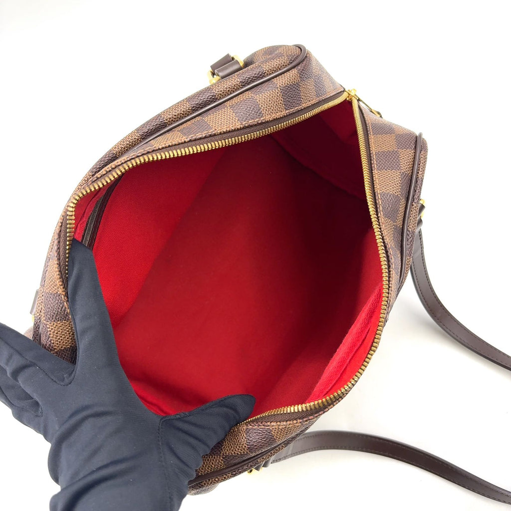 Louis Vuitton Rivington PM Damier Ebene Leather Brown Shoulder Bag Gold — view 3