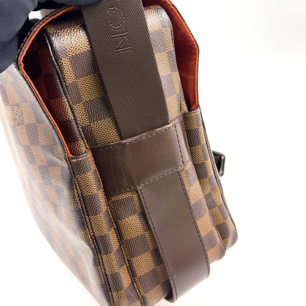 Louis Vuitton Naviglio Damier Ebene Leather Brown Shoulder Bag Gold — view 6