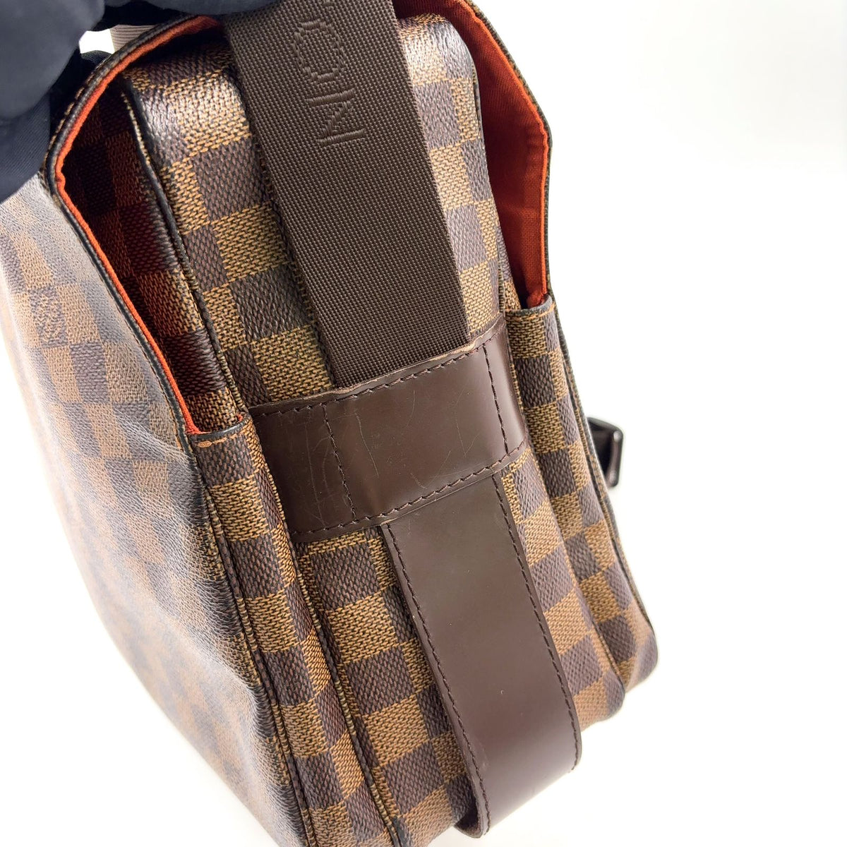 Louis Vuitton Naviglio Damier Ebene Leather Brown Shoulder Bag Gold — view 6