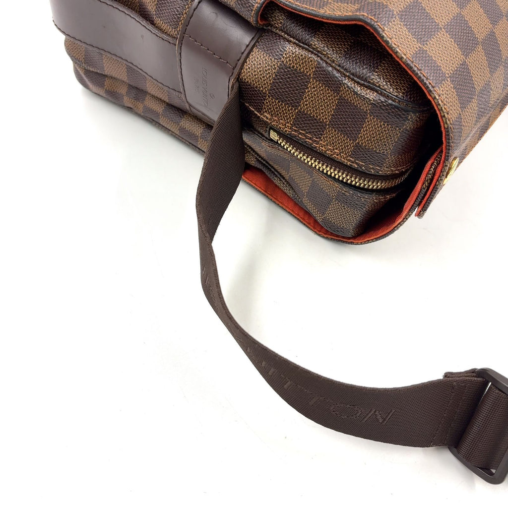 Louis Vuitton Naviglio Damier Ebene Leather Brown Shoulder Bag Gold — view 5