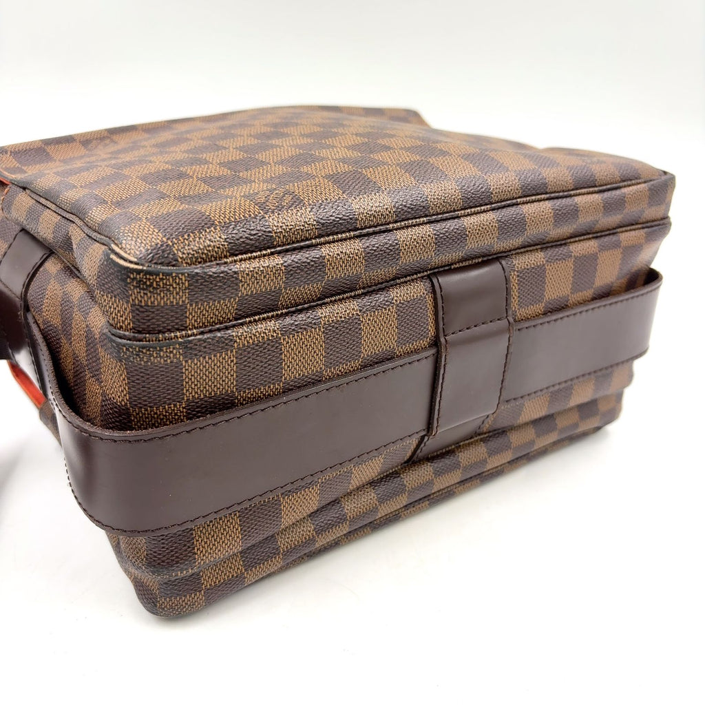 Louis Vuitton Naviglio Damier Ebene Leather Brown Shoulder Bag Gold — view 7