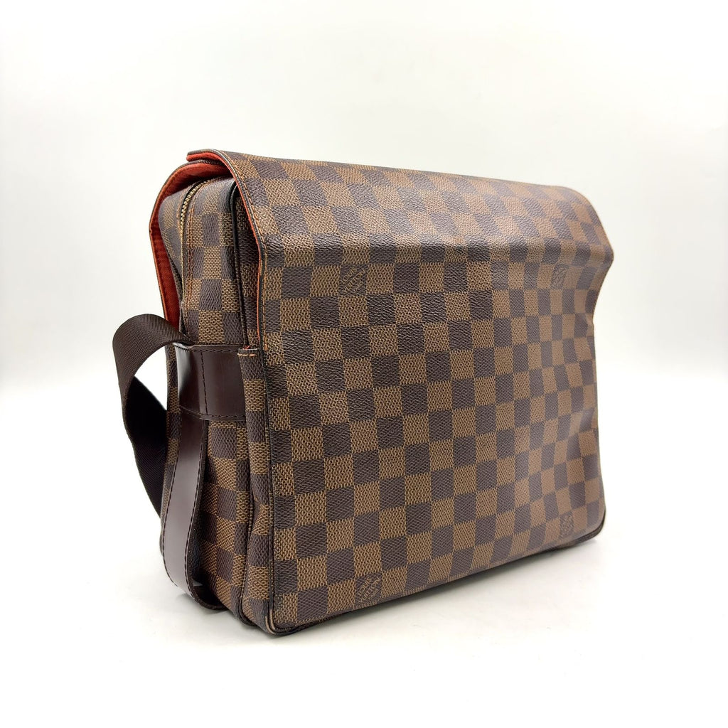 Louis Vuitton Naviglio Damier Ebene Leather Brown Shoulder Bag Gold — view 2