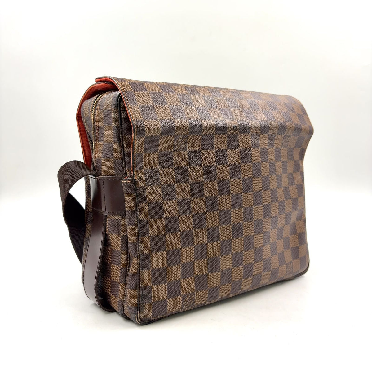 Louis Vuitton Naviglio Damier Ebene Leather Brown Shoulder Bag Gold — view 2