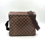 Louis Vuitton Naviglio Damier Ebene Leather Brown Shoulder Bag Gold