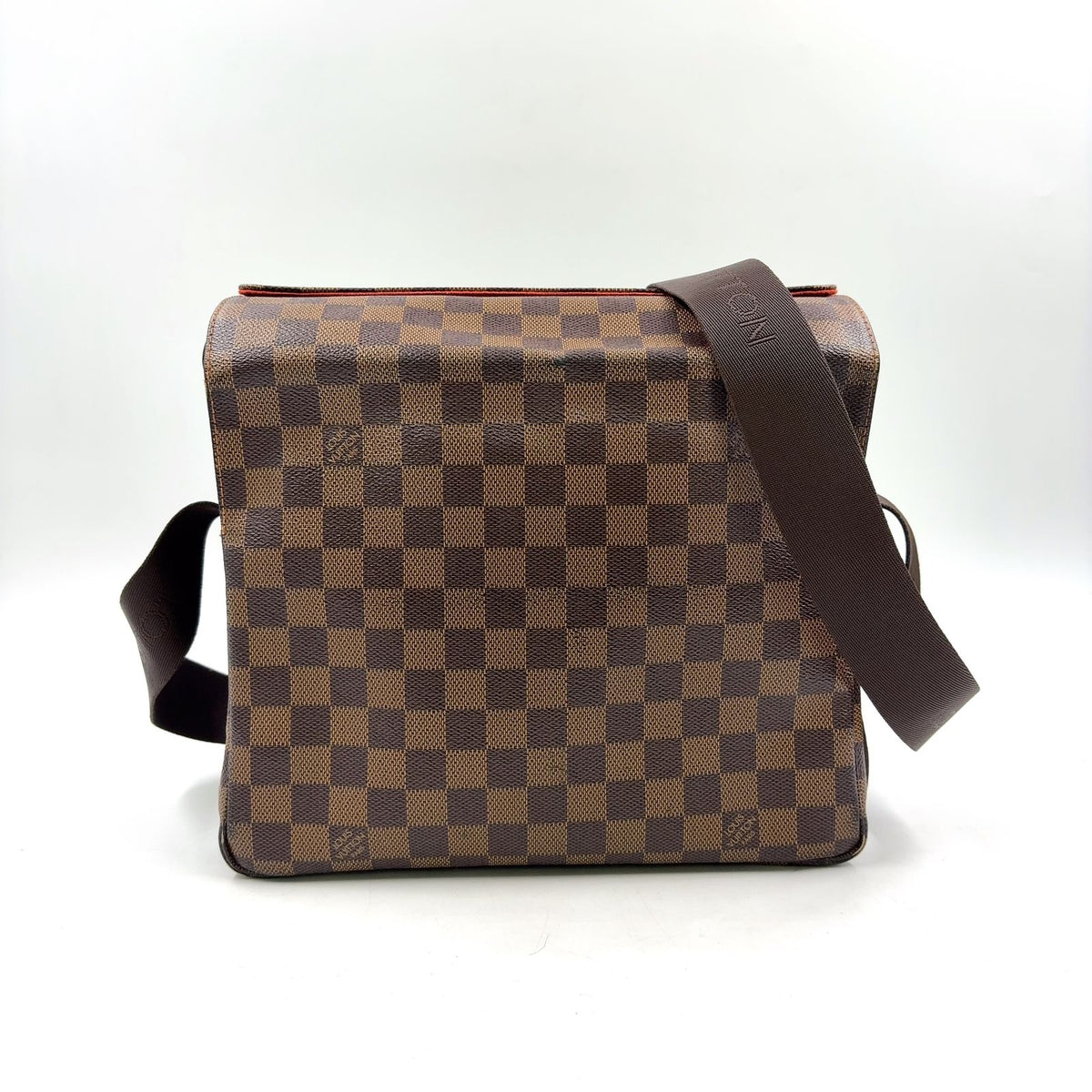 Louis Vuitton Naviglio Damier Ebene Leather Brown Shoulder Bag Gold