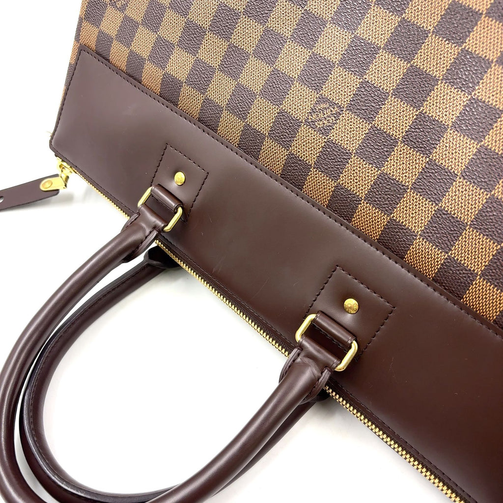 Louis Vuitton Greenwich PM Damier Ebene Leather Brown Boston Bag Gold — view 6