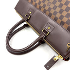 Louis Vuitton Greenwich PM Damier Ebene Leather Brown Boston Bag Gold — view 5