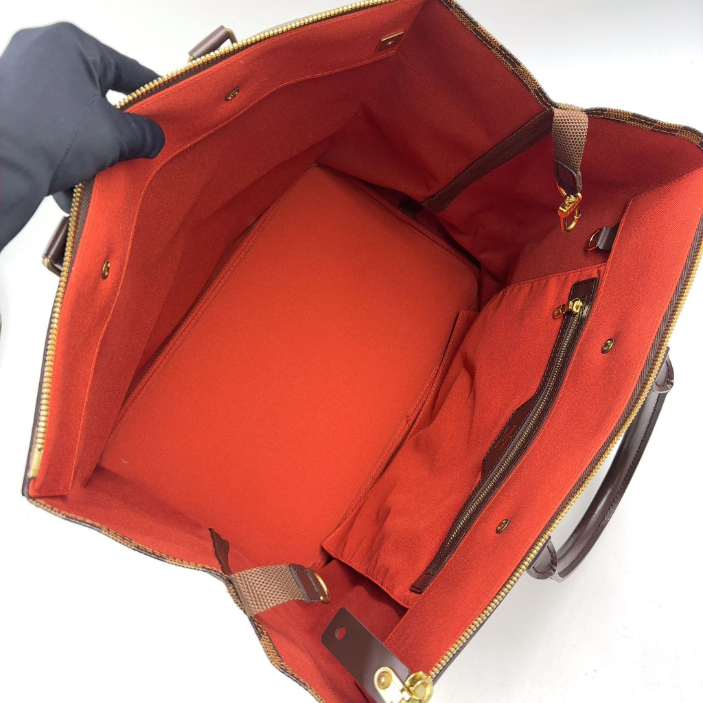 Louis Vuitton Greenwich PM Damier Ebene Leather Brown Boston Bag Gold — view 3
