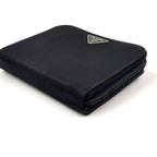 Prada Zip Around Leather Nylon Black Wallet Silver — view 6