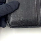 Prada Zip Around Leather Nylon Black Wallet Silver — view 4
