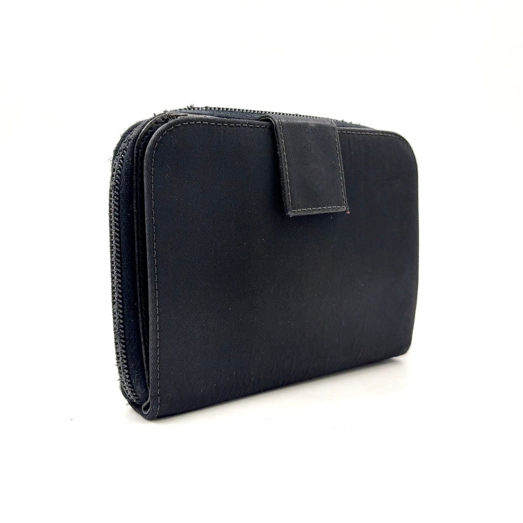 Prada Zip Around Leather Nylon Black Wallet Silver — view 2