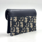 Dior Saddle Lotus Leather Canvas Navy Coin Purse Gold — view 2