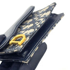 Dior Saddle Lotus Leather Canvas Navy Coin Purse Gold — view 5