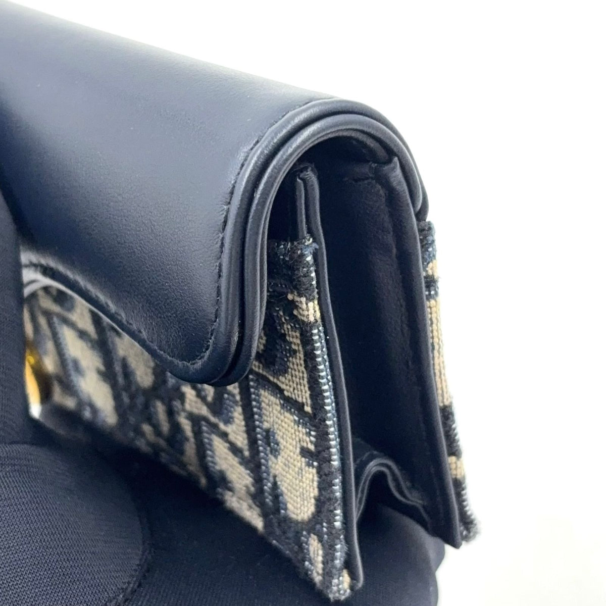 Dior Saddle Lotus Leather Canvas Navy Coin Purse Gold — view 7
