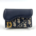 Dior Saddle Lotus Leather Canvas Navy Coin Purse Gold