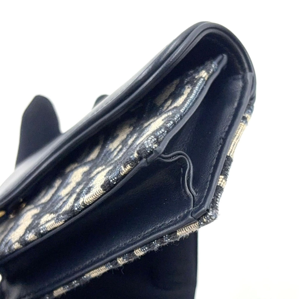 Dior Saddle Lotus Leather Canvas Navy Coin Purse Gold — view 6