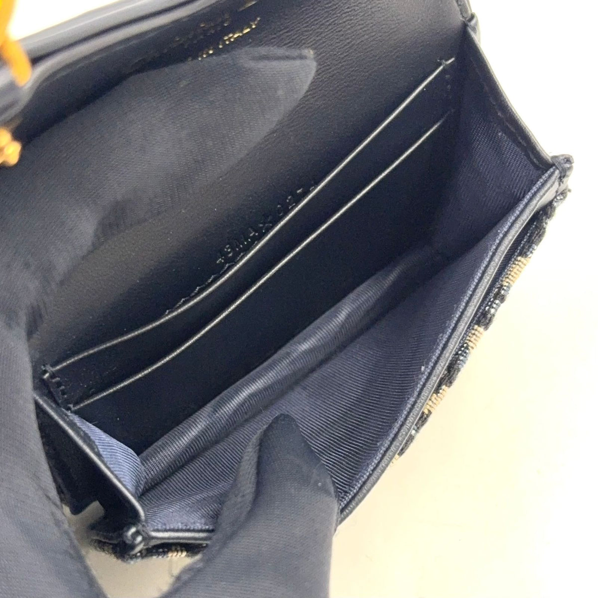 Dior Saddle Lotus Leather Canvas Navy Coin Purse Gold — view 3