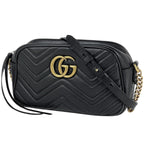Gucci Shoulder Bag GG Marmont Double G Leather Black