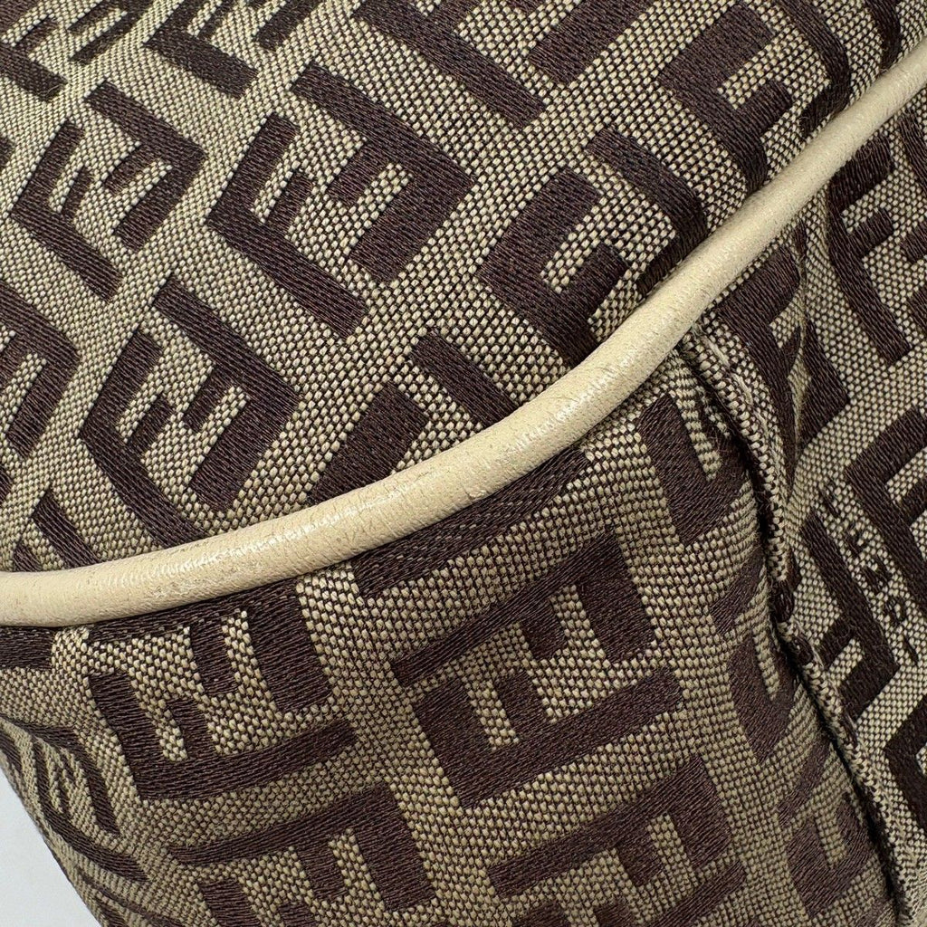 Fendi Tote Zucchino Pattern Canvas Beige White — view 4