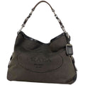 Prada Shoulder Bag Logo Jacquard Canvas Brown