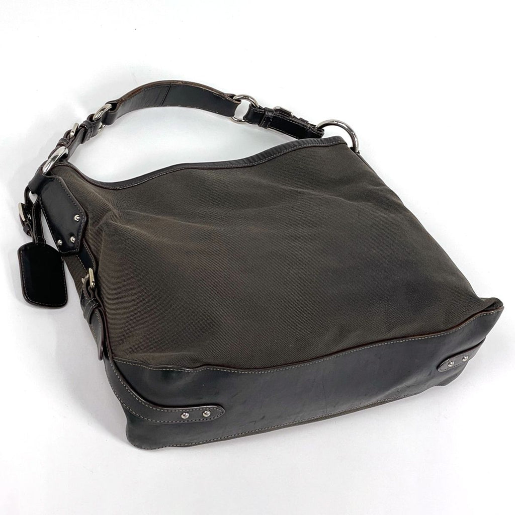 Prada Shoulder Bag Logo Jacquard Canvas Brown — view 2