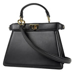 Fendi Peekaboo ISeeU Petit Handbag 2-Way Leather Black