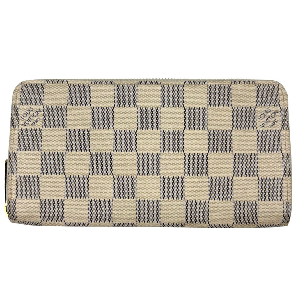 Louis Vuitton Zippy Wallet Round Zip Damier Azur White