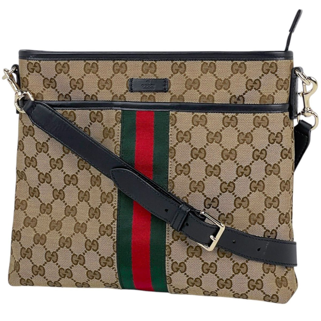 Gucci Shoulder Bag GG Pattern Sherry Line Web Canvas Brown