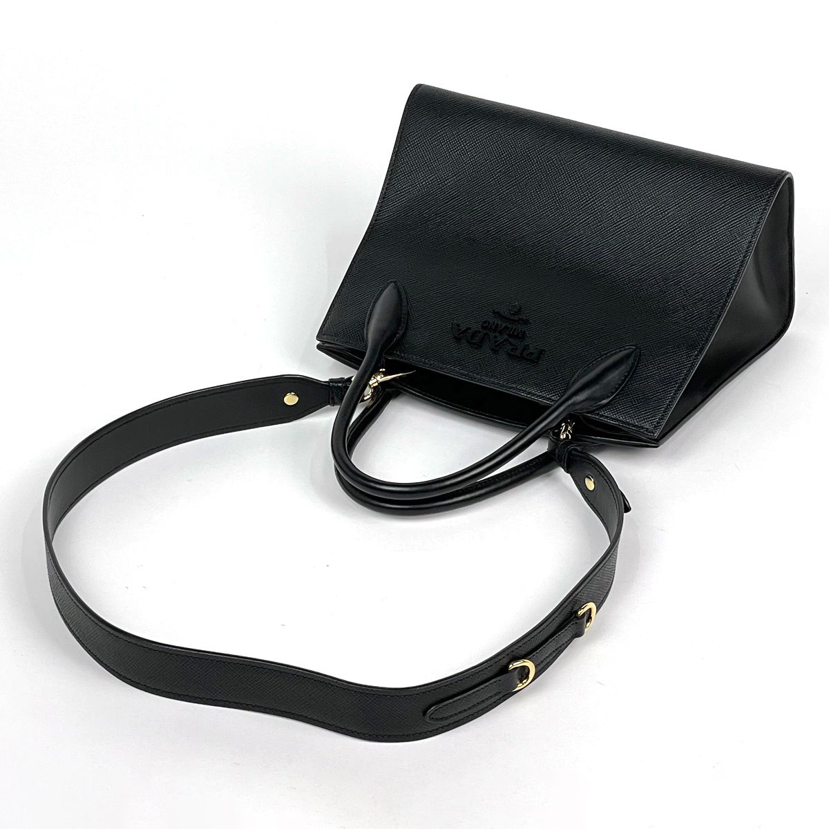 Prada Handbag Monochrome 2-Way Saffiano Leather Nero — view 6