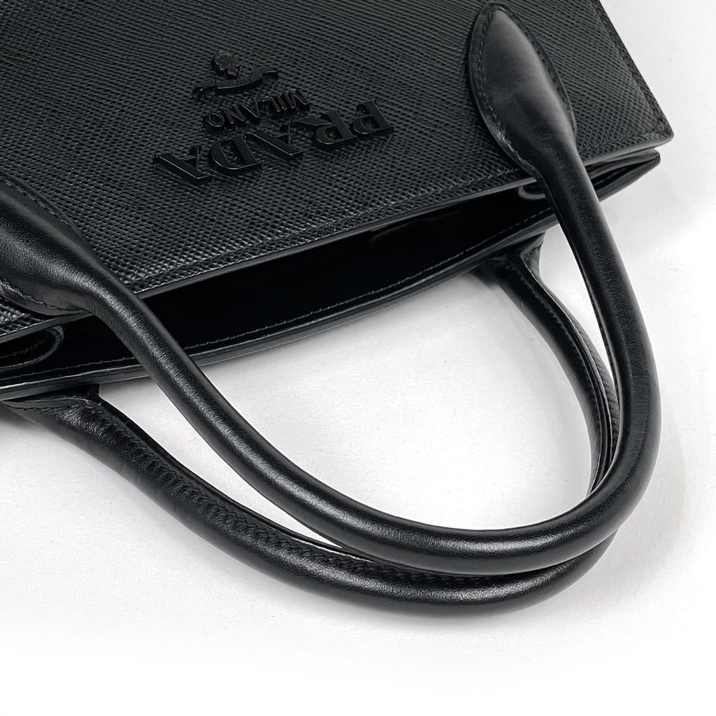 Prada Handbag Monochrome 2-Way Saffiano Leather Nero — view 5