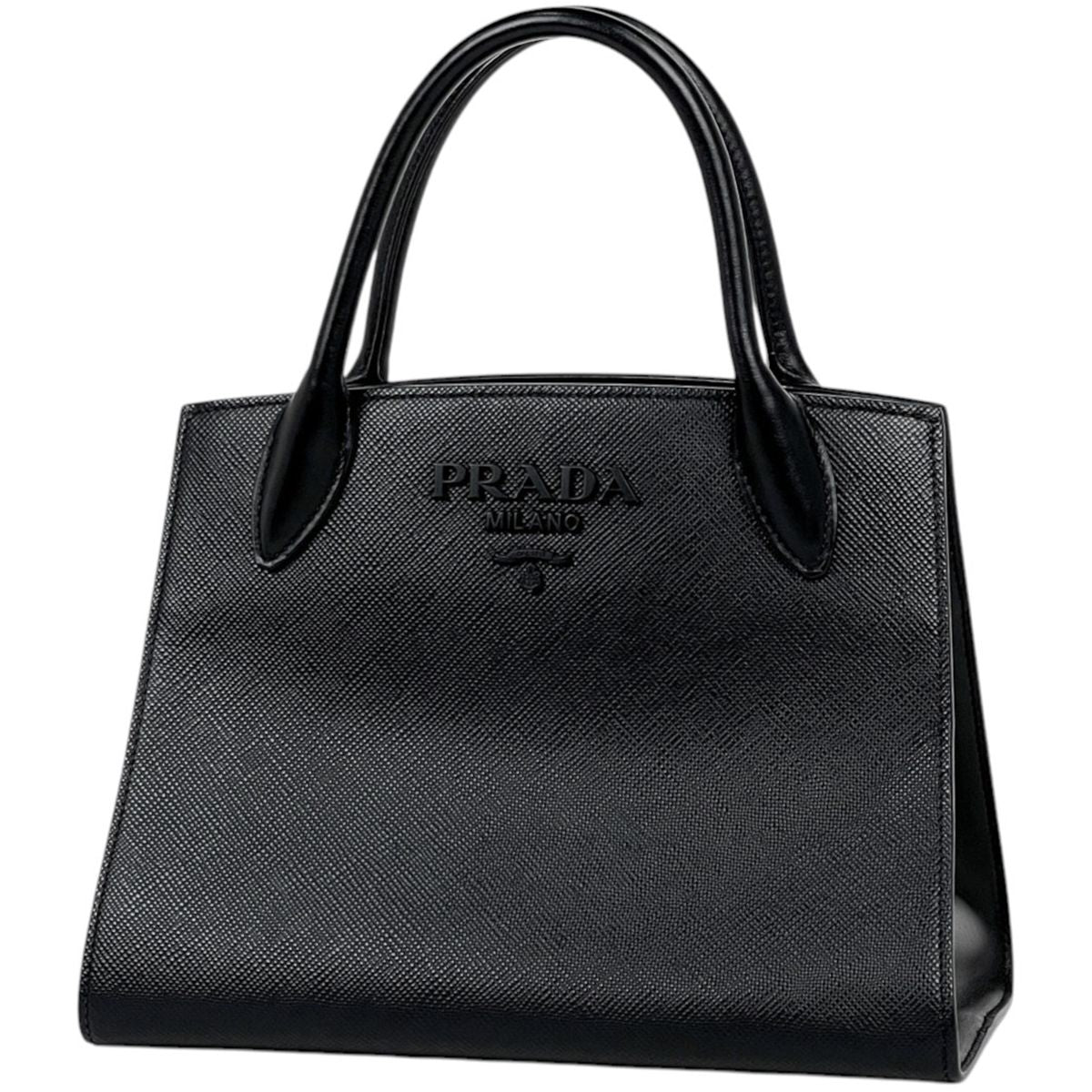 Prada Handbag Monochrome 2-Way Saffiano Leather Nero