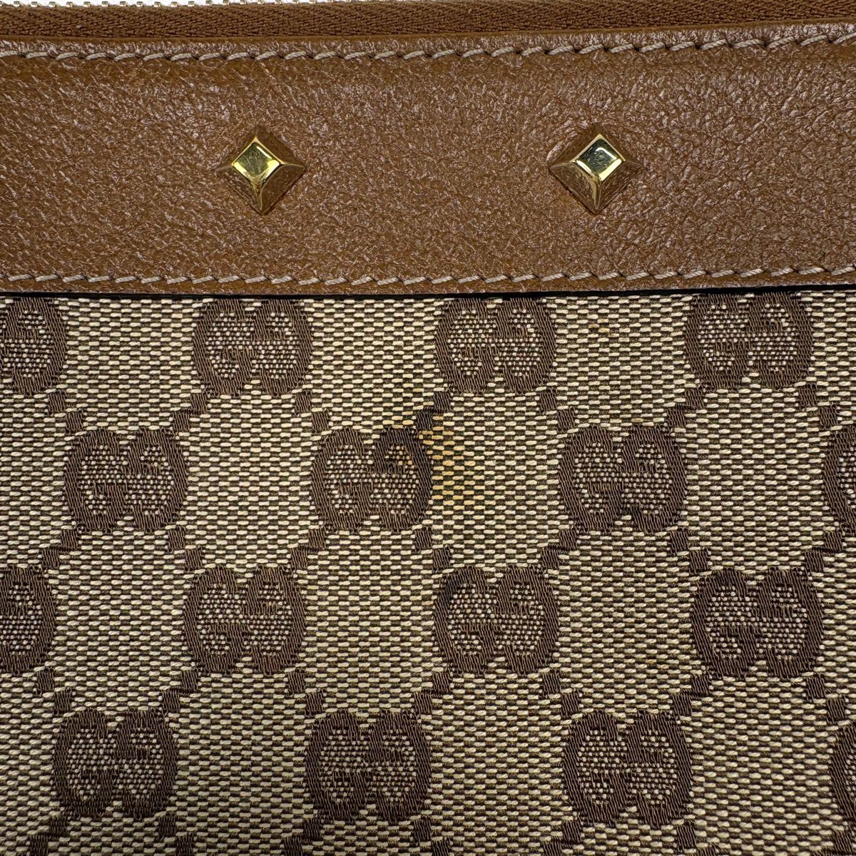 Gucci Shoulder Bag GG Pattern Studs Canvas Beige Brown — view 6