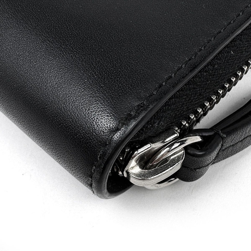 Gucci Wallet Embroidery Round Zip Leather Black — view 3