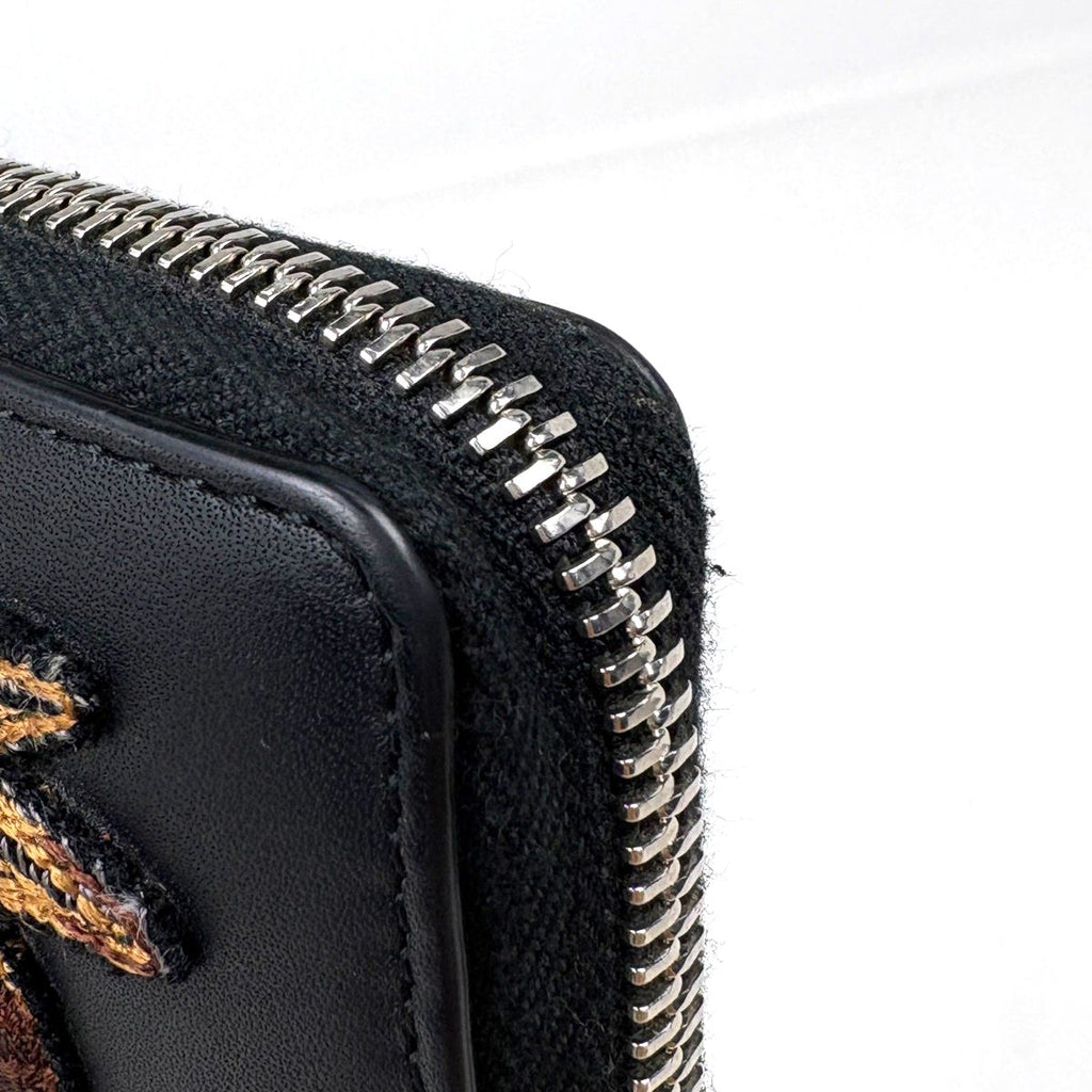 Gucci Wallet Embroidery Round Zip Leather Black — view 4