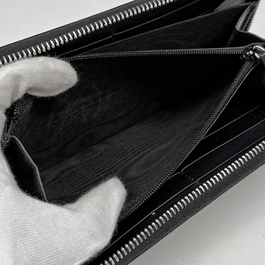 Gucci Wallet Embroidery Round Zip Leather Black — view 7
