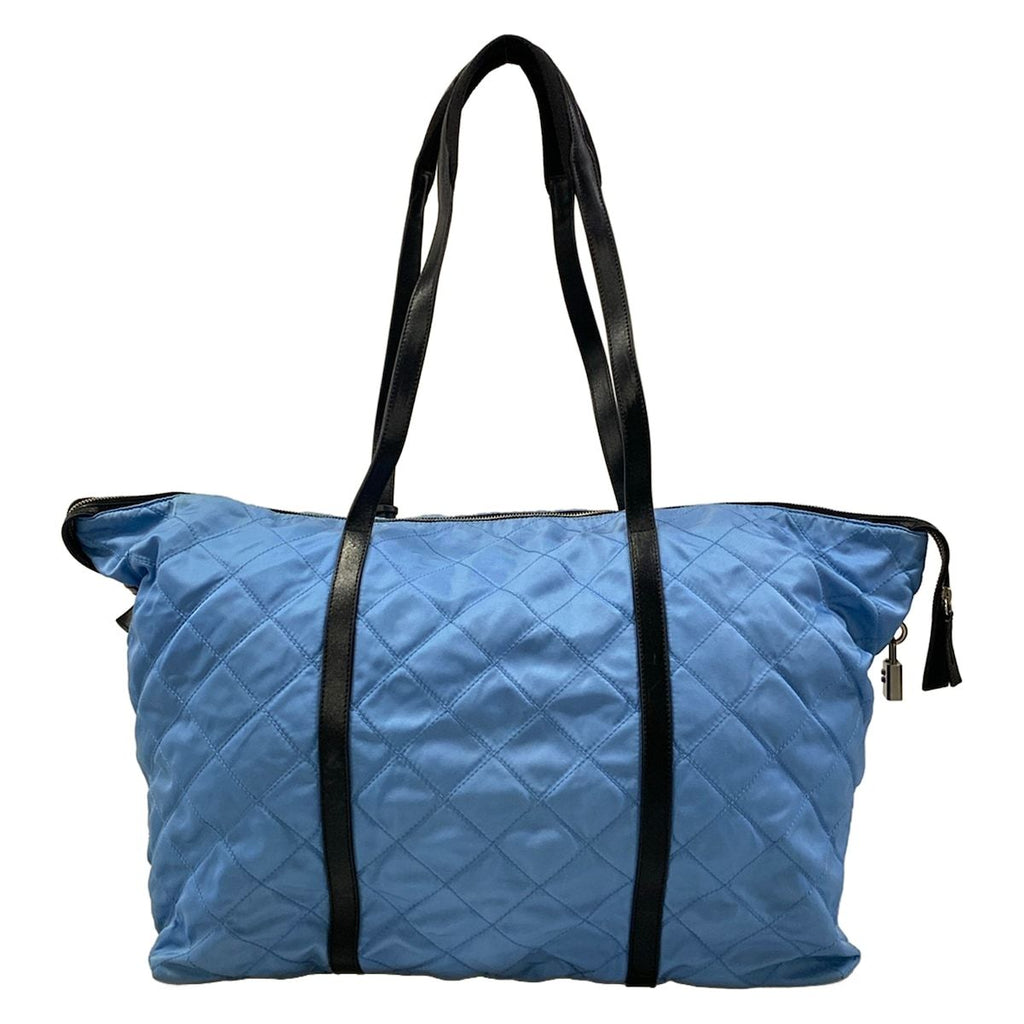 Prada Shoulder Bag Light Blue Black Quilted Leather — view 3