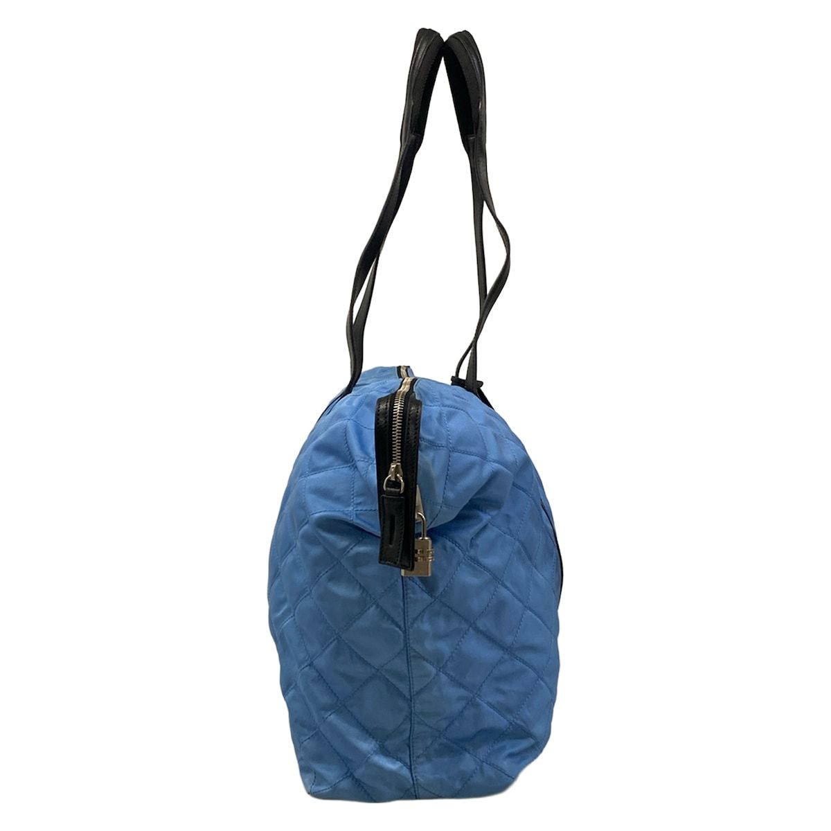 Prada Shoulder Bag Light Blue Black Quilted Leather — view 2