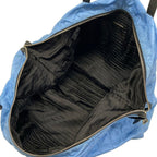 Prada Shoulder Bag Light Blue Black Quilted Leather — view 7