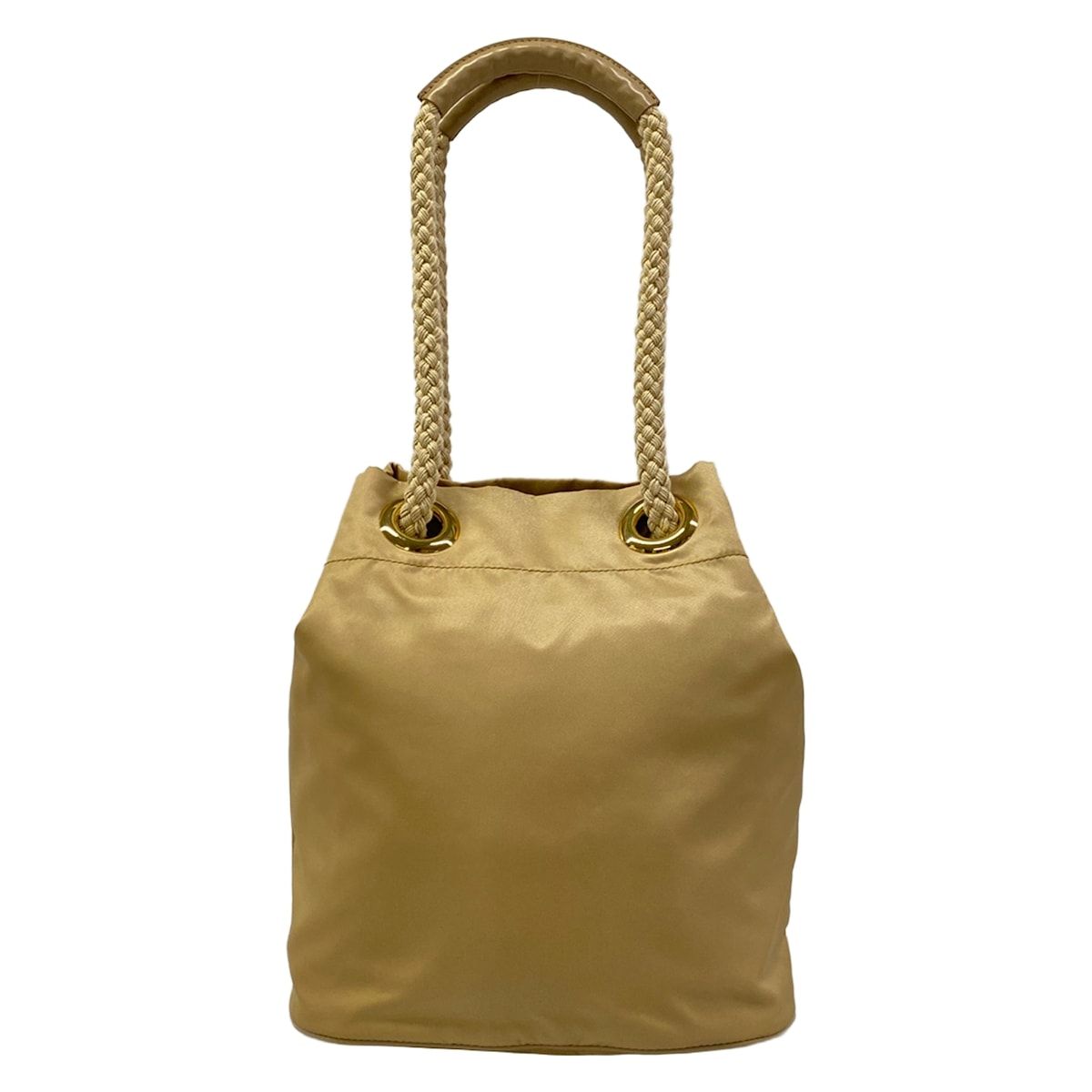 Prada Tote Mariner Small Re-Nylon Bucket Bag Beige Drawstring Leather — view 3