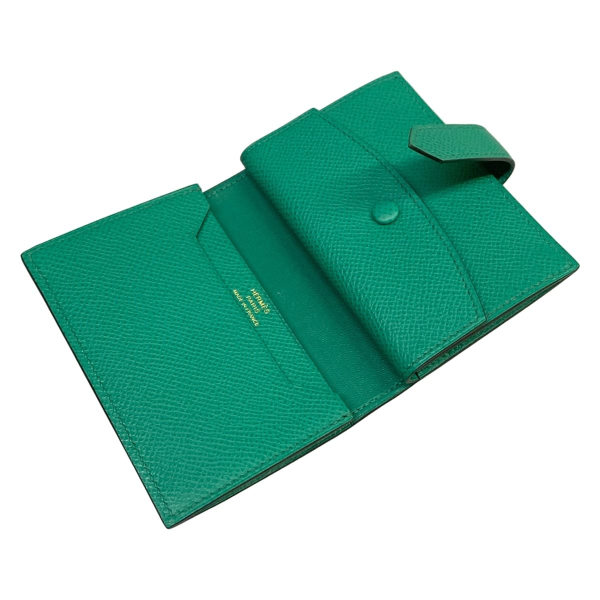 Hermes Bifold Wallet Bearn Mini Vert Jade Gold — view 3