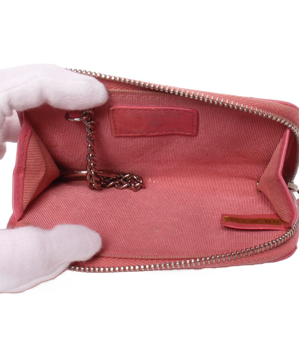 Chanel Coin Purse with Key Ring Silver Quilted Keychain — view 3