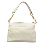 Chanel Handbag White Chain Handle Gold CC Logo Leather — view 3