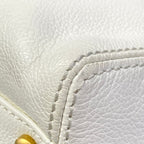 Chanel Handbag White Chain Handle Gold CC Logo Leather — view 6