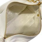 Chanel Handbag White Chain Handle Gold CC Logo Leather — view 7