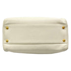 Chanel Handbag White Chain Handle Gold CC Logo Leather — view 5