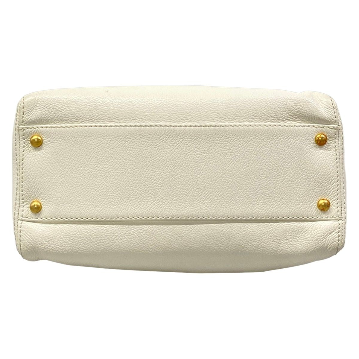 Chanel Handbag White Chain Handle Gold CC Logo Leather — view 5