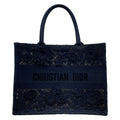 Dior Tote Book Medium Vintage Small Navy Lace Flower Mesh