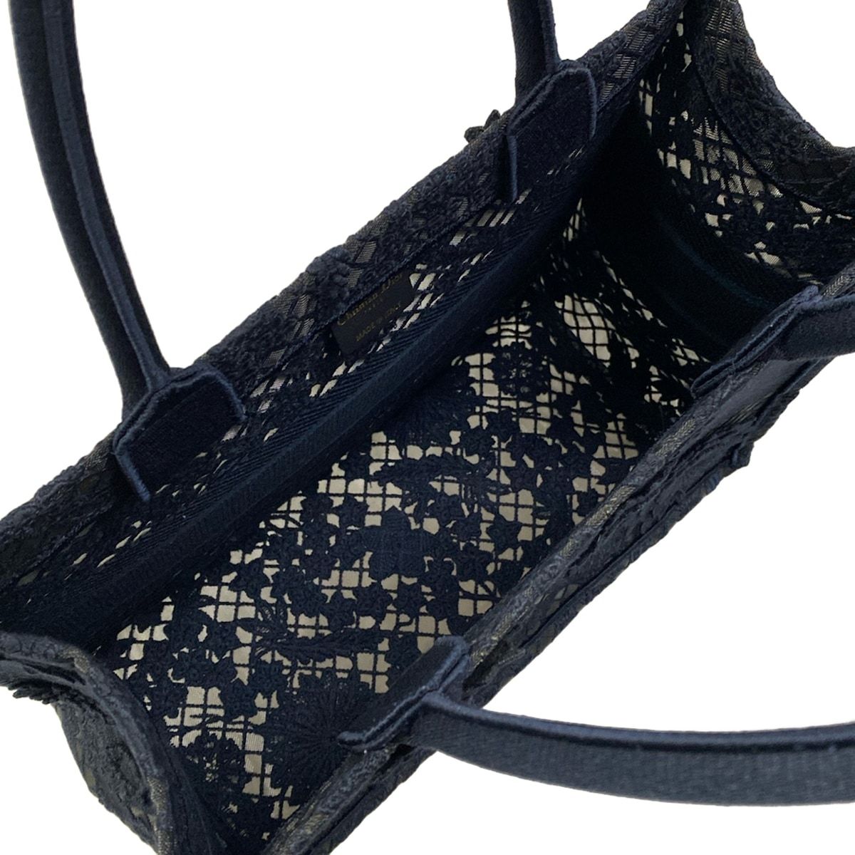 Dior Tote Book Medium Vintage Small Navy Lace Flower Mesh — view 7